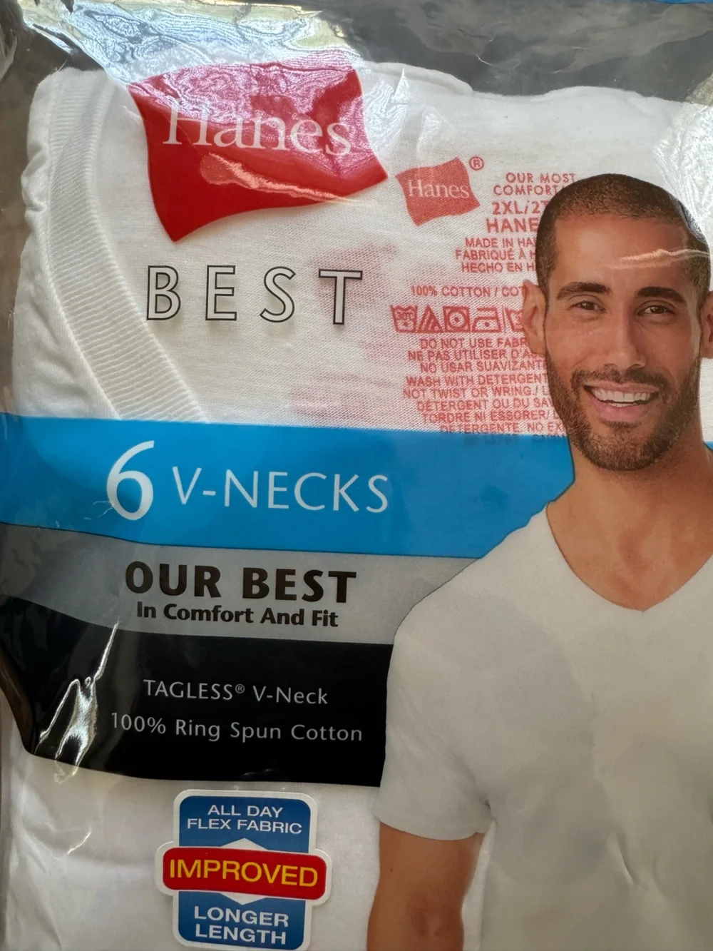 Hanes Men’s White V-Neck Undershirts - 6 Pack - Picture 4 of 4